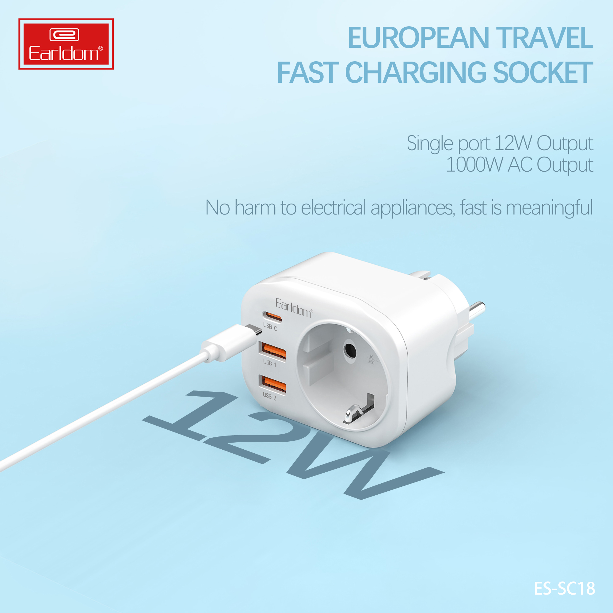 Универсален преходник - зарядно Earldom ES-SC18, 2xUSB, 1xType-C, Шуко, Бял - 40524 D-40524 3 Универсален преходник - зарядно Earldom ES-SC18, 2xUSB, 1xType-C, Шуко, Бял - 40524 - Image 2