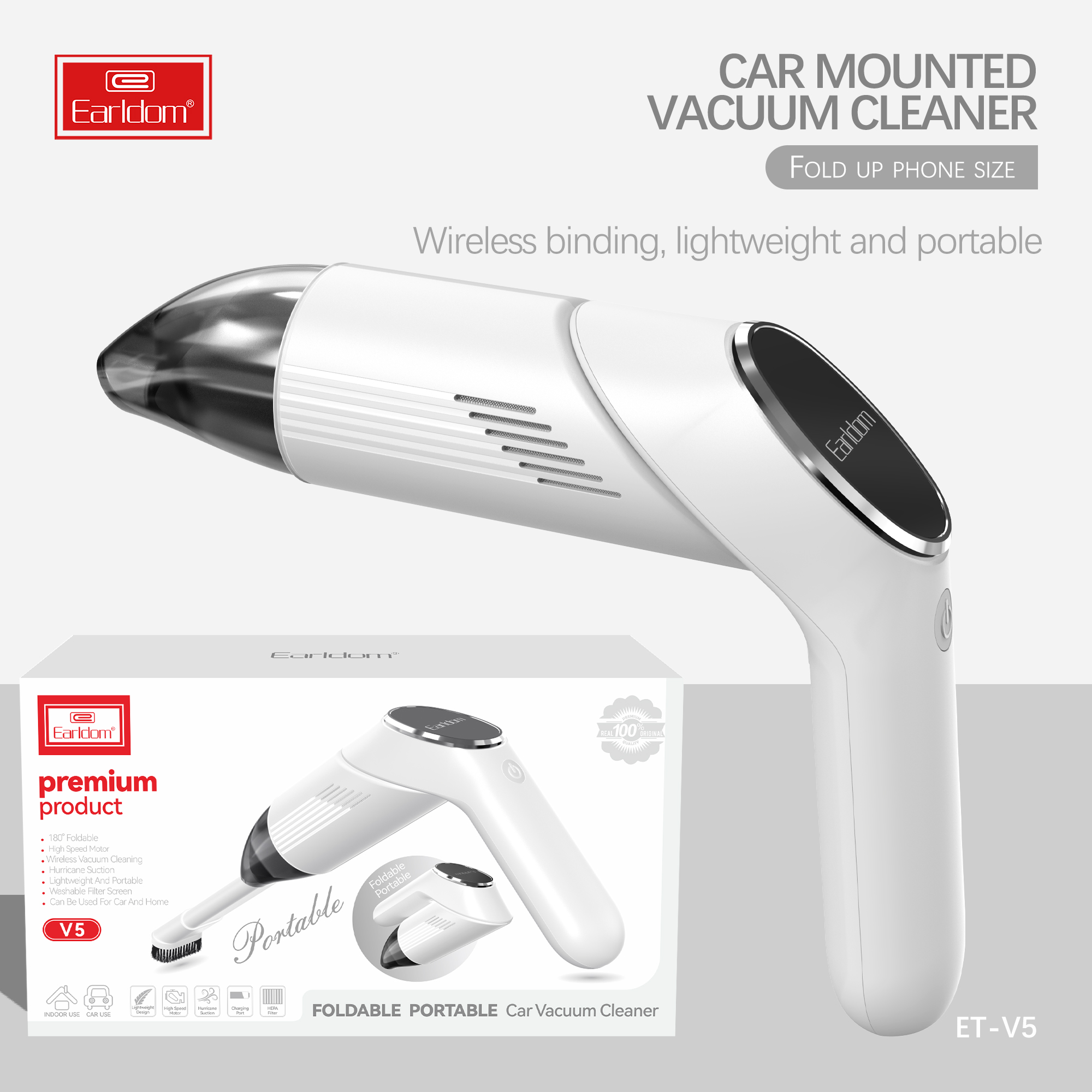 Мини прахосмукачка за кола Earldom ET-V5, Бял - 40528 D-40528 9 Мини прахосмукачка за кола Earldom ET-V5, Бял - 40528 - Image 7