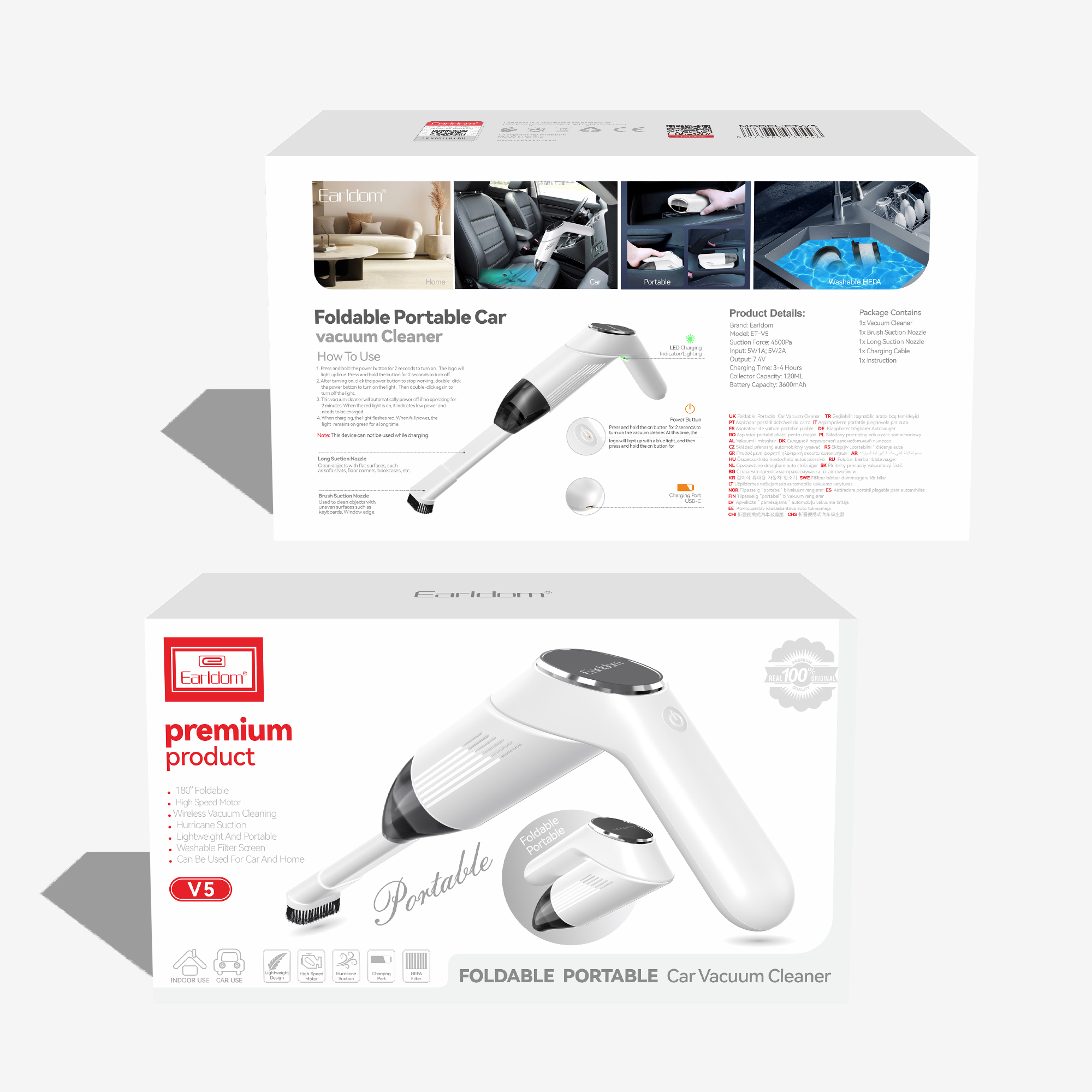 Мини прахосмукачка за кола Earldom ET-V5, Бял - 40528 D-40528 10 Мини прахосмукачка за кола Earldom ET-V5, Бял - 40528 - Image 8