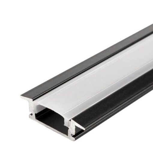 АЛУМИНИЕВ ПРОФИЛ ЗА LED ЛЕНТА ЧЕРЕН С БЯЛ РАЗСЕЙВАТЕЛ L=2m 24.7×7.4×12.5mm