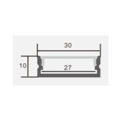 АЛУМИНИЕВ ПРОФИЛ ЗА LED ЛЕНТА L=2m 30*10mm ЧЕРНО ТЯЛО OP-5114