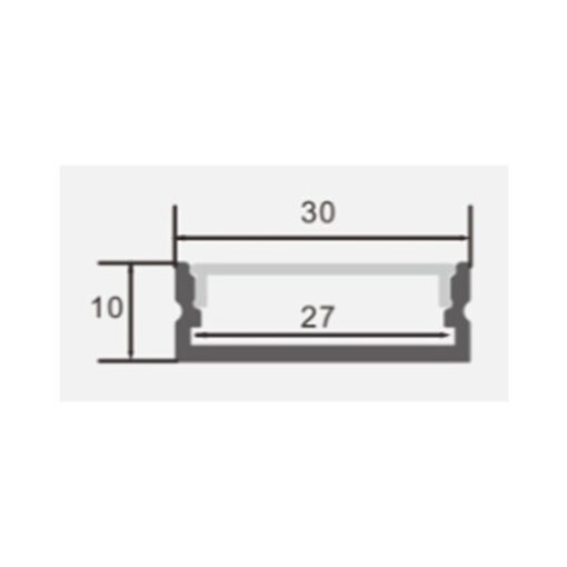 АЛУМИНИЕВ ПРОФИЛ ЗА LED ЛЕНТА L=2m 30*10mm ЧЕРНО ТЯЛО - Image 2