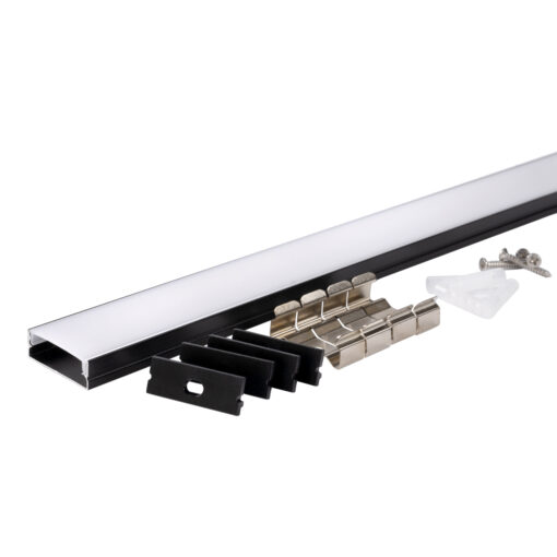 АЛУМИНИЕВ ПРОФИЛ ЗА LED ЛЕНТА L=2m 30*10mm ЧЕРНО ТЯЛО С БЯЛ РЕФЛЕКТОР - Image 2