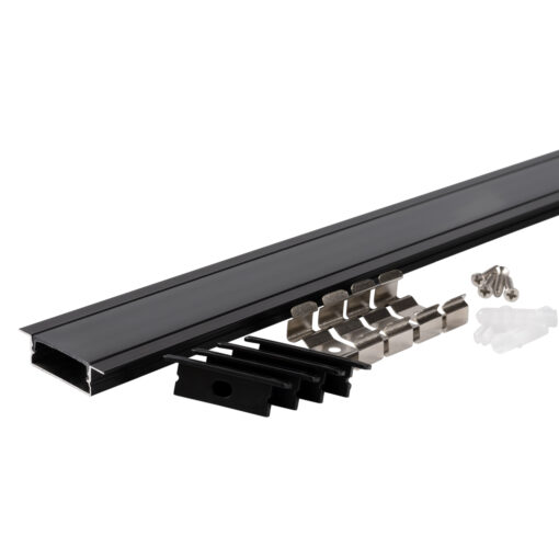 АЛУМИНИЕВ ПРОФИЛ ЗА LED ЛЕНТА L=2m 41*10mm ЧЕРНО ТЯЛО - Image 2