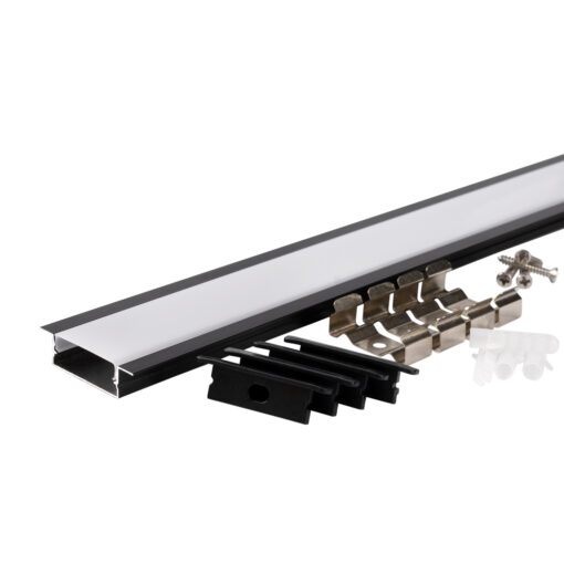 АЛУМИНИЕВ ПРОФИЛ ЗА LED ЛЕНТА L=2m 41*10mm ЧЕРНО ТЯЛО С БЯЛ РЕФЛЕКТОР - Image 2