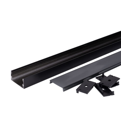 АЛУМИНИЕВ ПРОФИЛ ЗА LED ЛЕНТА L=2m 40*20mm ЧЕРНО ТЯЛО - Image 2