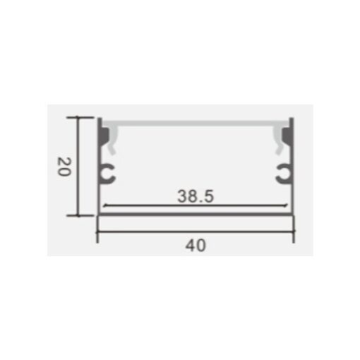 АЛУМИНИЕВ ПРОФИЛ ЗА LED ЛЕНТА L=2m 40*20mm ЧЕРНО ТЯЛО С БЯЛ РЕФЛЕКТОР - Image 2