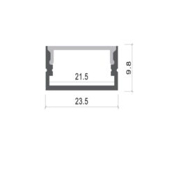 АЛУМИНИЕВ ПРОФИЛ ЗА LED ЛЕНТА СИВ L=2m 23.5x10x21.5mm OP-5183