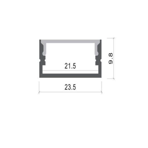 АЛУМИНИЕВ ПРОФИЛ ЗА LED ЛЕНТА СИВ L=2m 23.5x10x21.5mm - Image 2