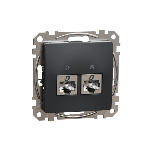 SDD114467S Sedna Design & Elements Двойна Информационна Розетка CAT6A STP, RJ45, антрацит