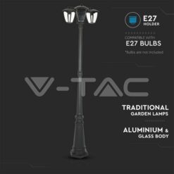 Градинска Лампа 3хе27 1990mm Черна Ip44 - 7063 VTAC-7063