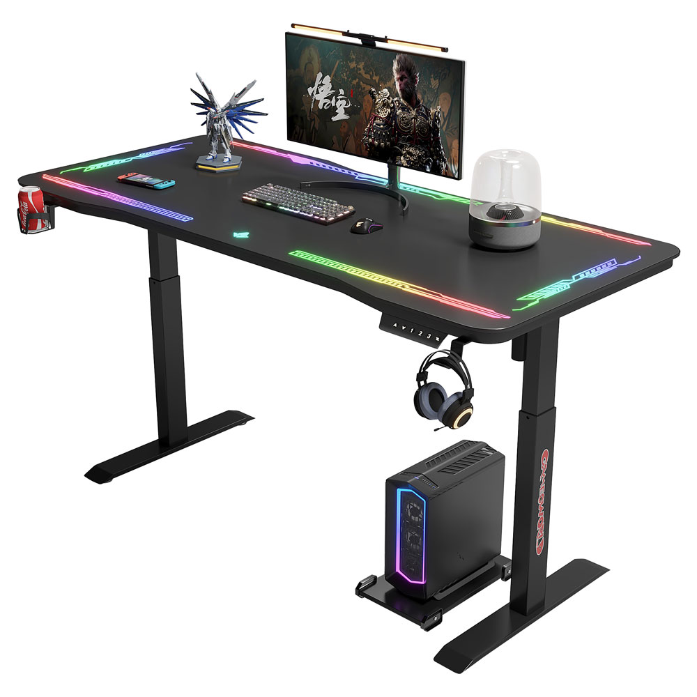 Геймърско бюро No brand Y109, 4 в 1, RGB, Черен - 74009 D-74009 10 Геймърско бюро No brand Y109, 4 в 1, RGB, Черен - 74009 - Image 9