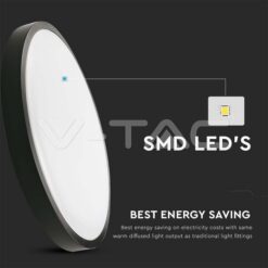 24w Плафон Мик.Сензор 4000k Кръг Черен Ip44-Sku:7670 VTAC-7670