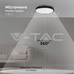 24w Плафон Мик.Сензор 4000k Кръг Черен Ip44-Sku:7670 VTAC-7670