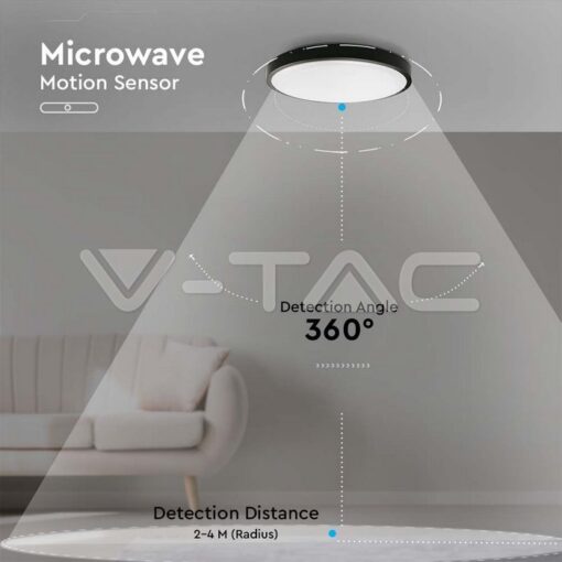 24w Плафон Мик.Сензор 4000k Кръг Черен Ip44-Sku:7670 - Image 4
