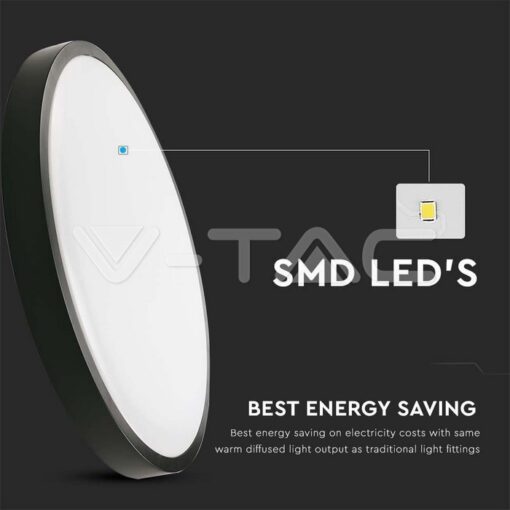 30w Плафон Мик.Сензор 4000k Кръг Черен Ip44-Sku:7671 - Image 3