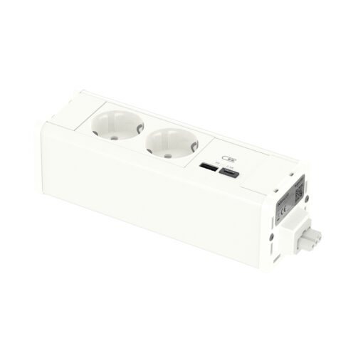 INS44220 System + Модул за бюро 2 x шуко + USB A/C New Unica бял