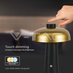 3w Led Настолна Лампа 1800mah Златно С Черно 3000к VTAC-7946