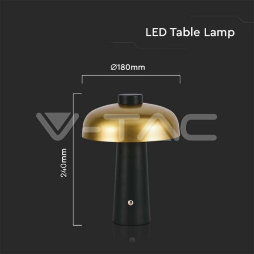 3w Led Настолна Лампа 1800mah Златно С Черно 3000к - Image 5