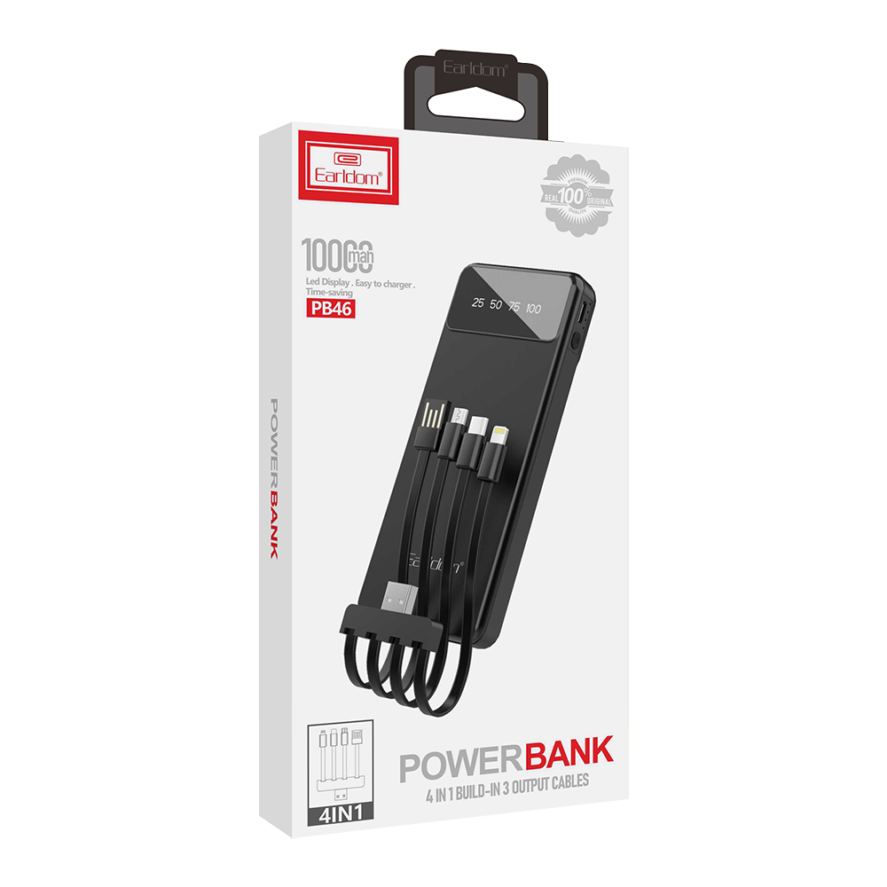 Преносима батерия Earldom ET-PB46. 10000mAh, Черен - 87060 D-87060 6 Преносима батерия Earldom ET-PB46. 10000mAh, Черен - 87060 - Image 4