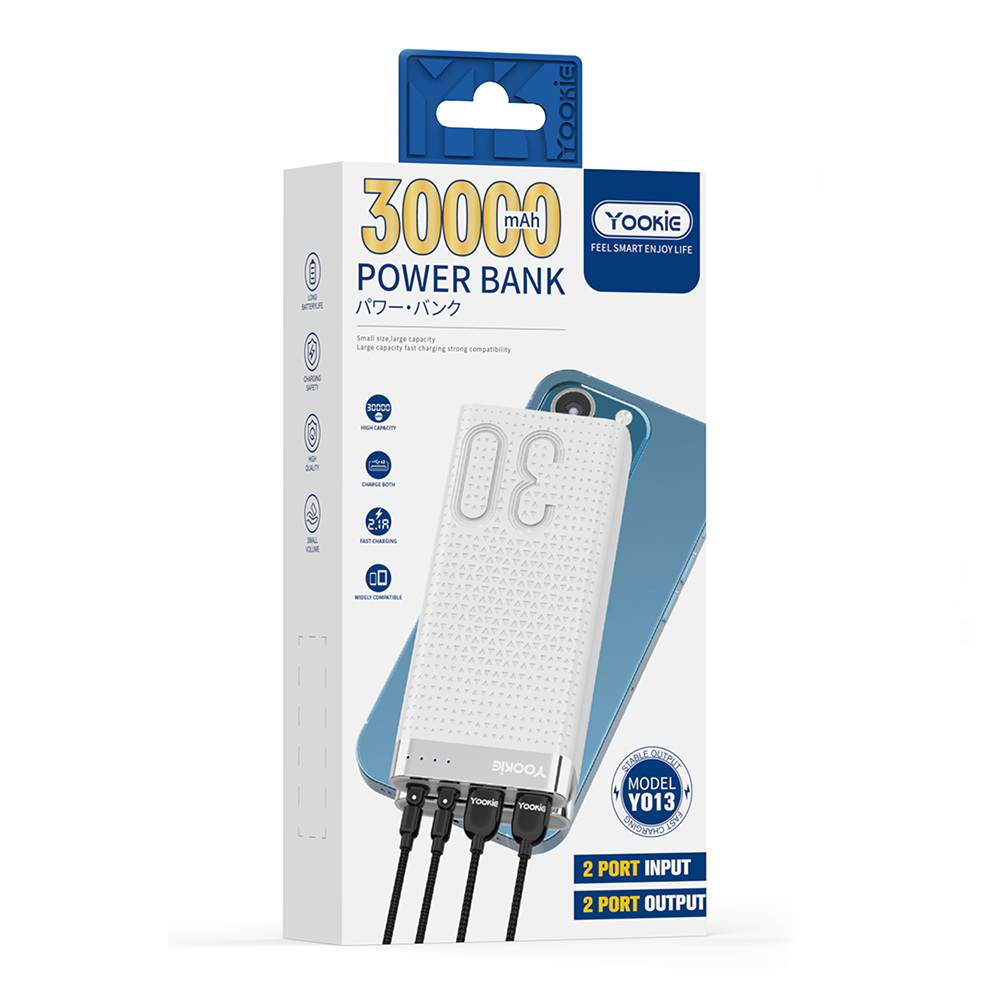 Преносима батерия Yookie YO13. 30000mAh, Бял - 87062 D-87062 3 Преносима батерия Yookie YO13. 30000mAh, Бял - 87062 - Image 2