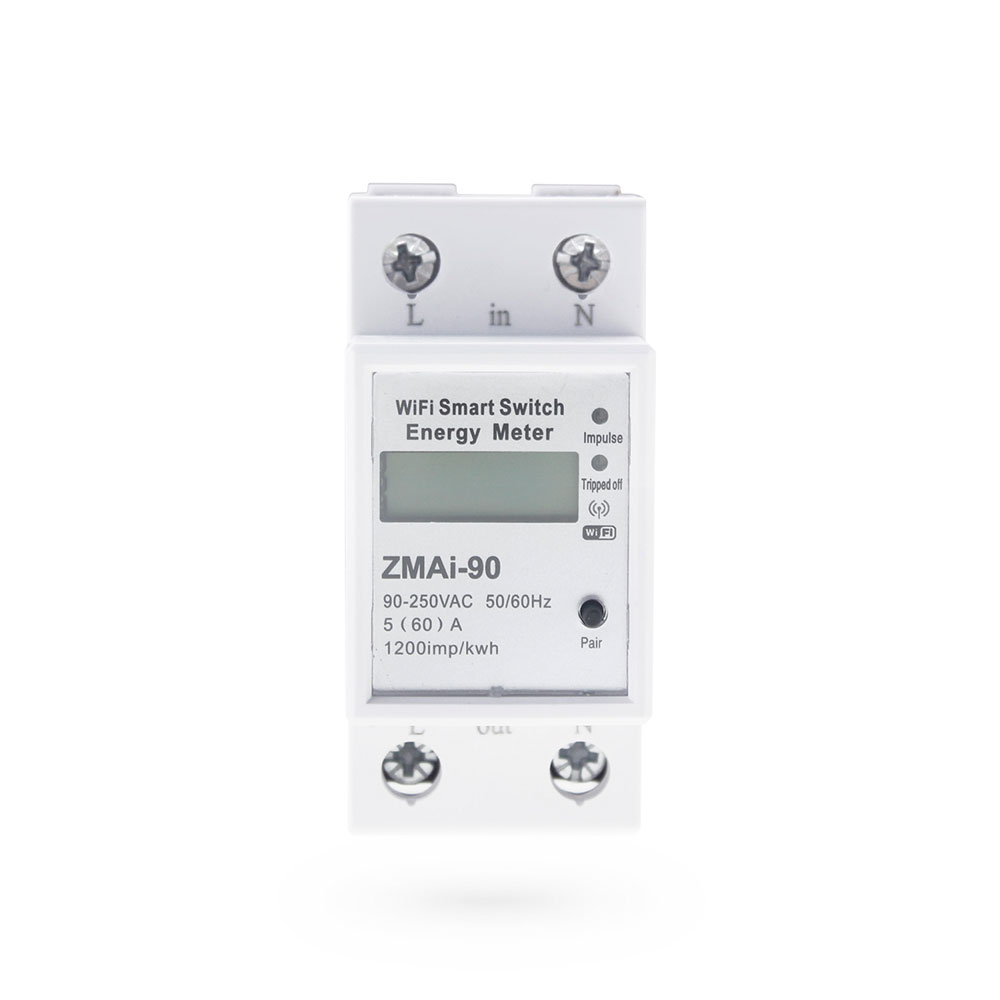 Смарт електромер No brand PST-ZMAi-90, За 35mm DIN, 220V, 60A, Wi-Fi, Tuya Smart, Бял - 91023