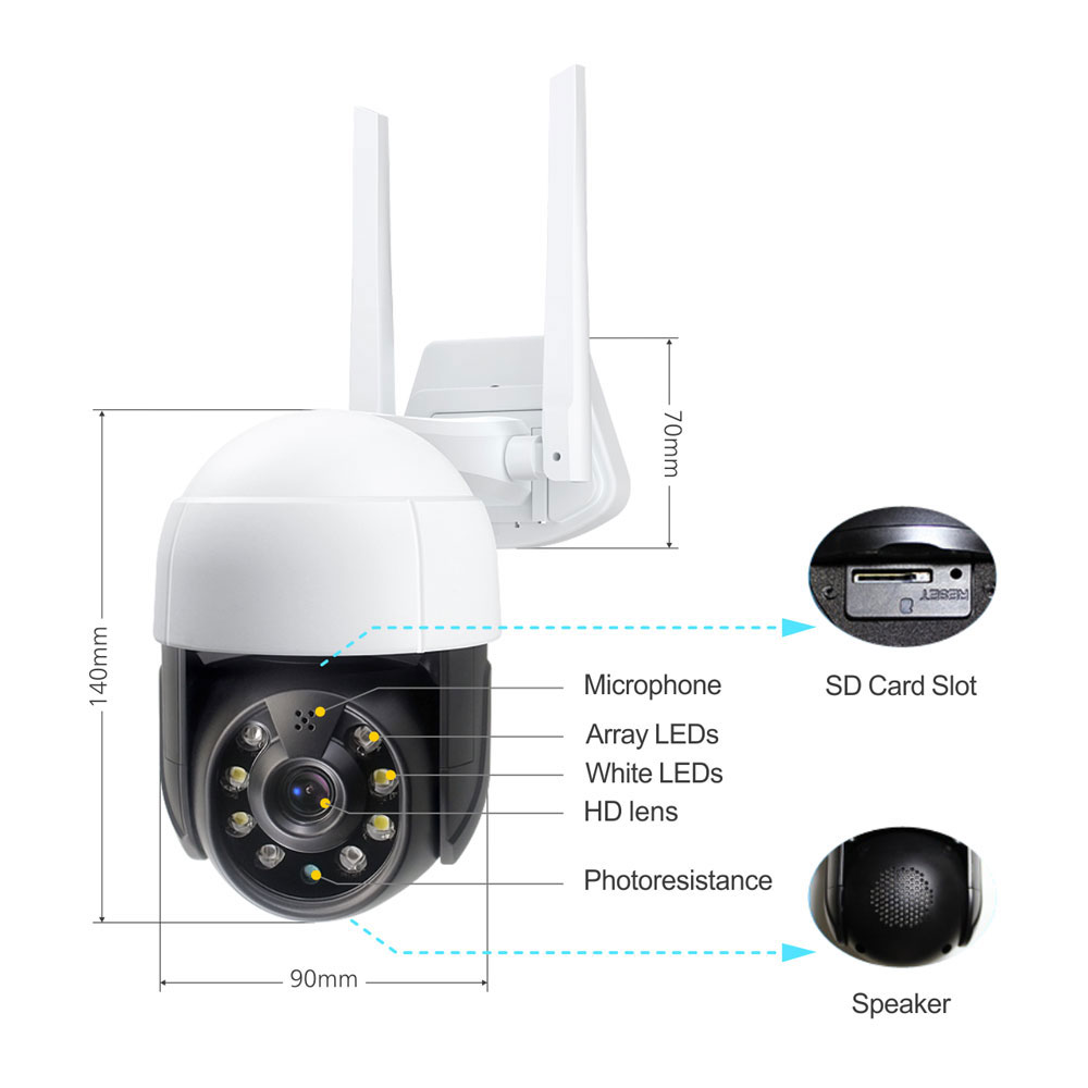 Смарт охранителна камера No brand PST-C18B-5MP, 5.0Mp, PTZ, Външен монтаж, Wi-Fi, Tuya Smart, Бял - 91028 D-91028 9 Смарт охранителна камера No brand PST-C18B-5MP, 5.0Mp, PTZ, Външен монтаж, Wi-Fi, Tuya Smart, Бял - 91028 - Image 7