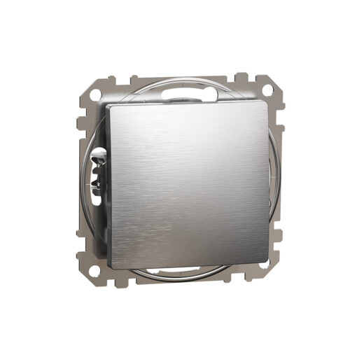 SDD170111 Еднополюсен пуш бутон Sedna Design & Elements, 10А 250V, драскан алуминий, безвинтово свързване