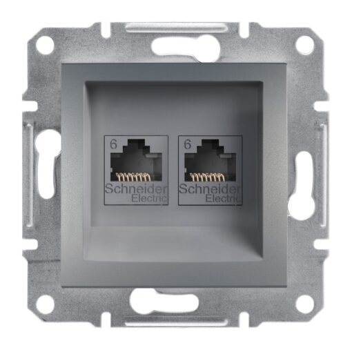 Двойна компютърна розетка стомана Asfora 2XRJ45 СAT6 UTP EPH4800162
